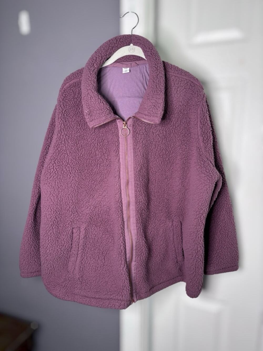 Old Navy Purple Full Zip Fleece Jacket Pockets 2X